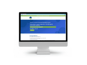 A computer monitor displays the registration page for a virtual BioMérieux webinar.