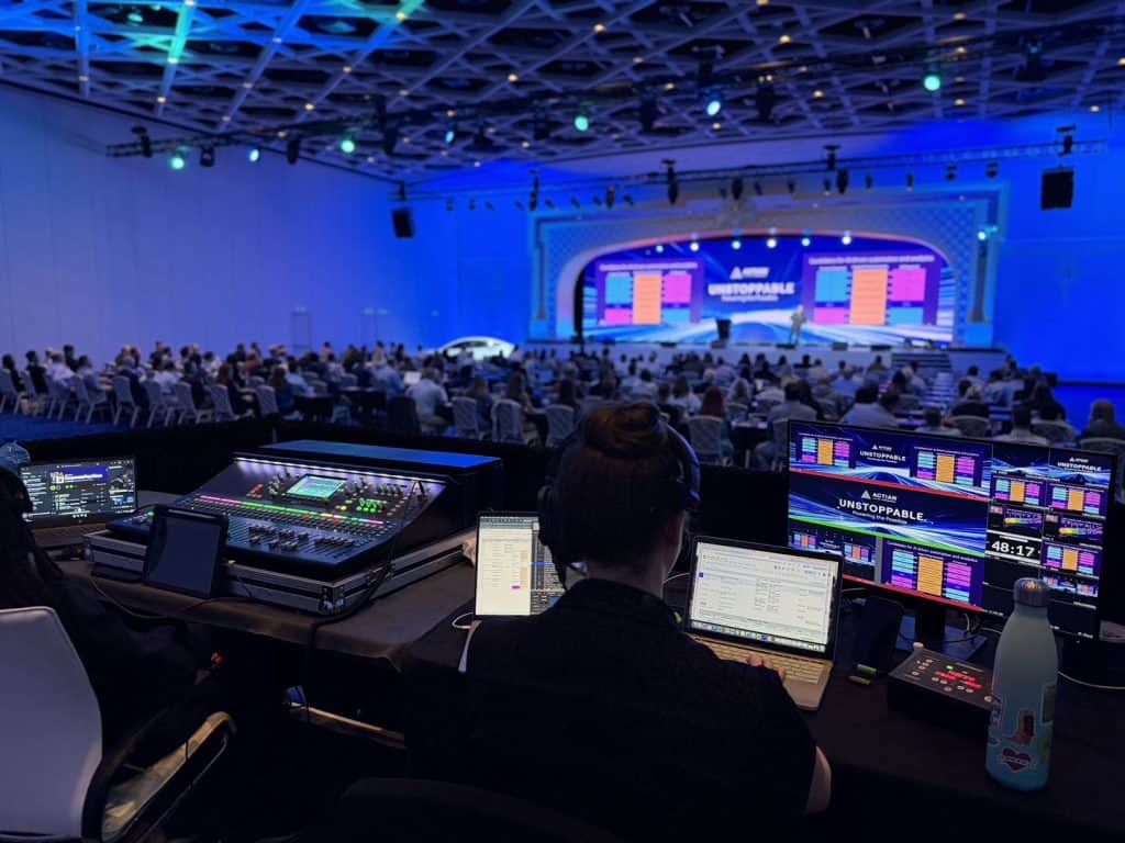 AV Project manager overseeing event planning and production workflow onsite